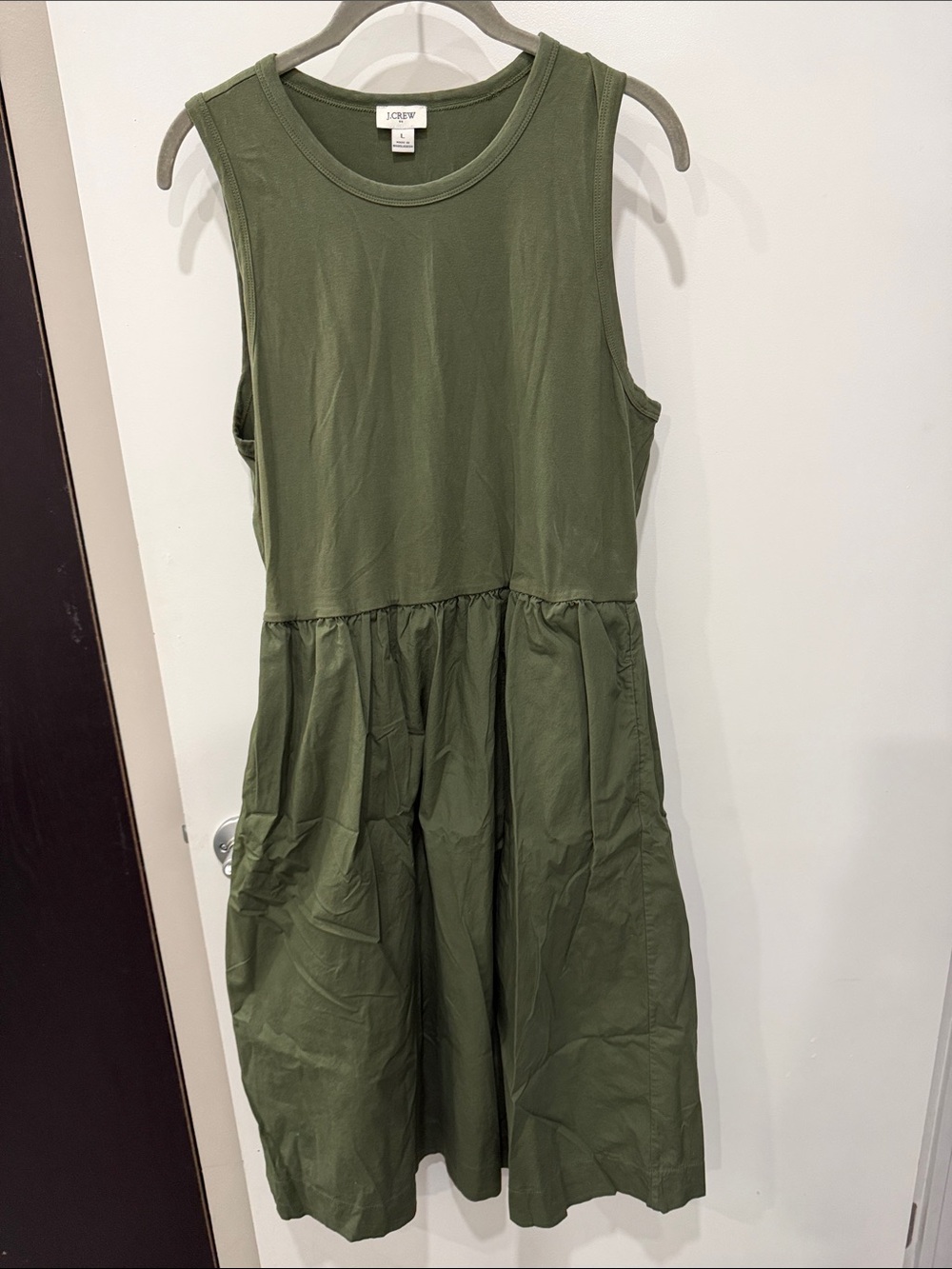 J. Crew Olive Green Sleeveless Casual Cotton Dress